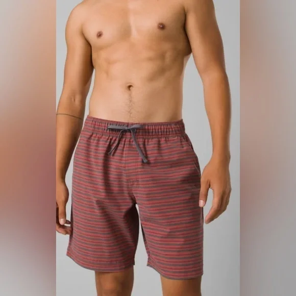 Prana Men’s Metric E-waist Board shorts Rust Stripe NWT Size XL - Picture 1 of 4